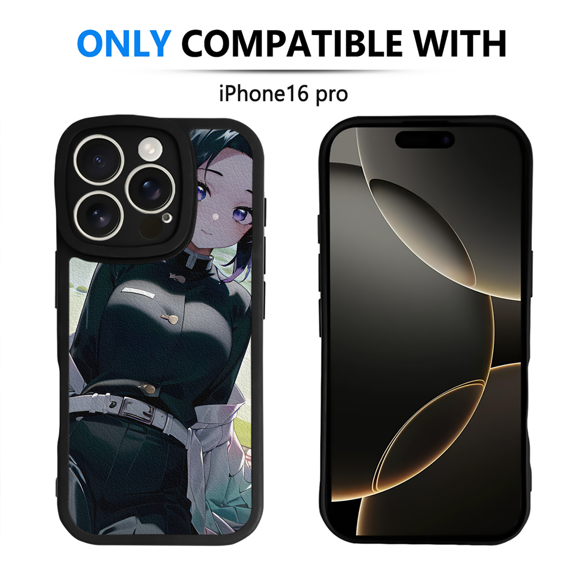 （画像用） 鬼滅の刃（きめつのやいば）蟲柱-胡蝶 しのぶ／こちょう しのぶ Kochou Shinobu 【iPhone 16シリーズ対応】シリコンスマホケース（レザー調） 材質：シリコン